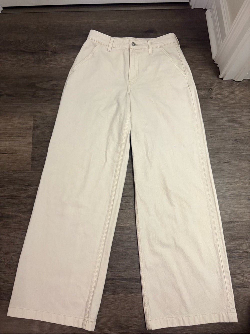Abercrombie & Fitch Cream Wide Leg Jeans